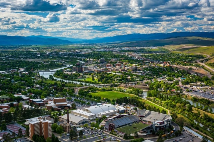 Aerial view of Missoula, Montana