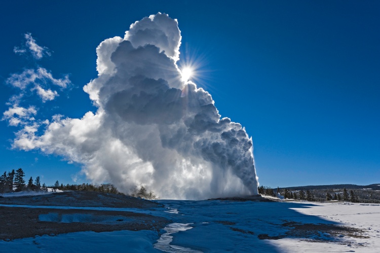 Old Faithful in the winter